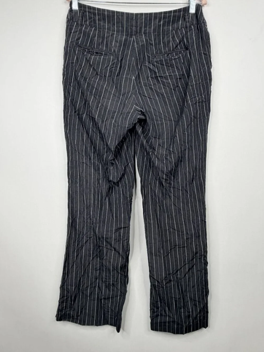 Banana Republic Harrison Fit Pinstriped Silk Wide Leg Trouser Charcoal 10 #A3737